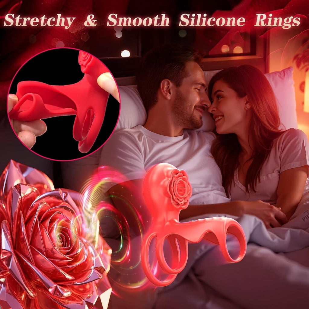 RoseClutch Vibrating Cock Ring Rose Licking Stimulator