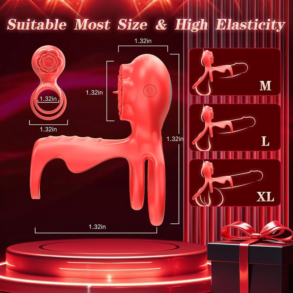 RoseClutch Vibrating Cock Ring Rose Licking Stimulator