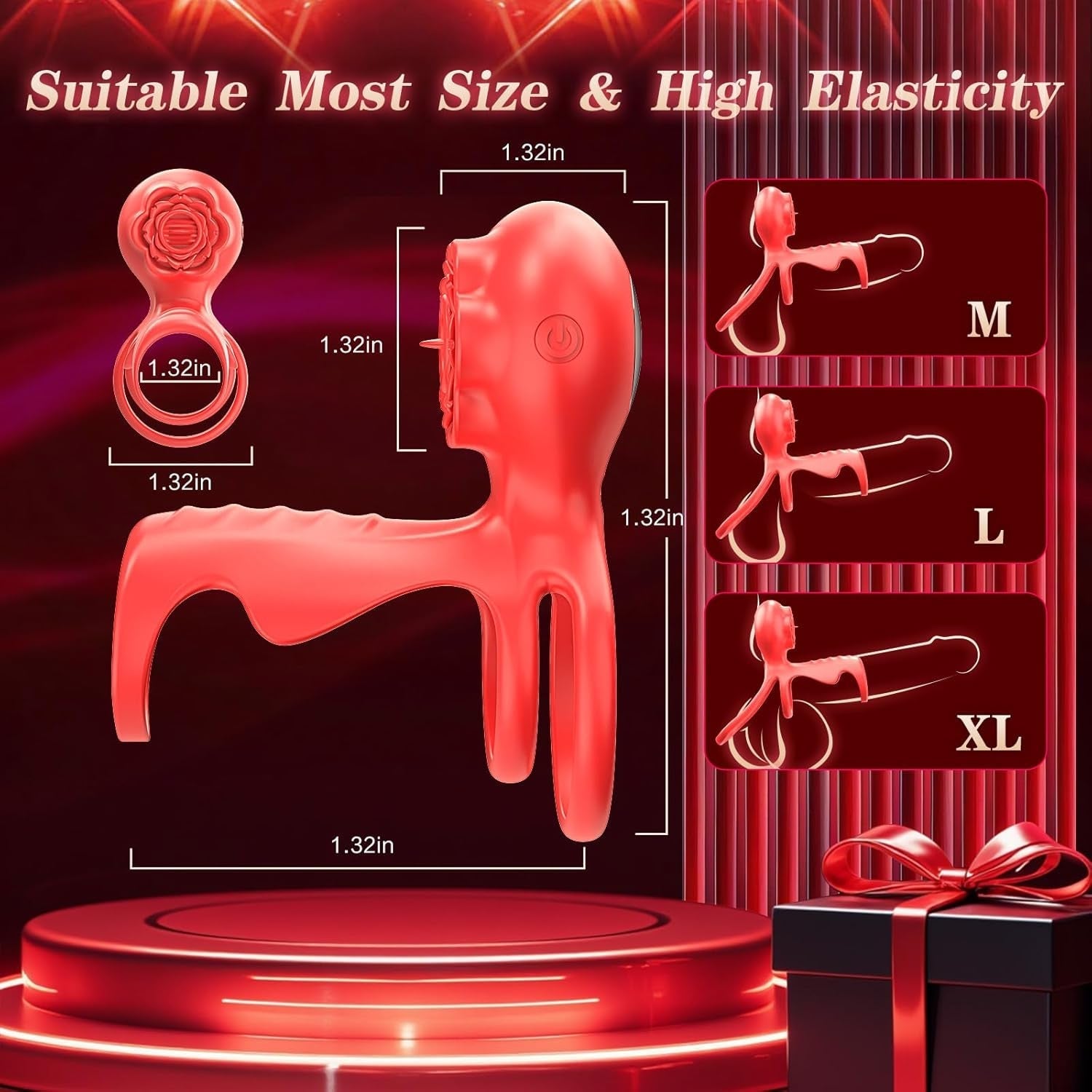 RoseClutch Vibrating Cock Ring Rose Licking Stimulator