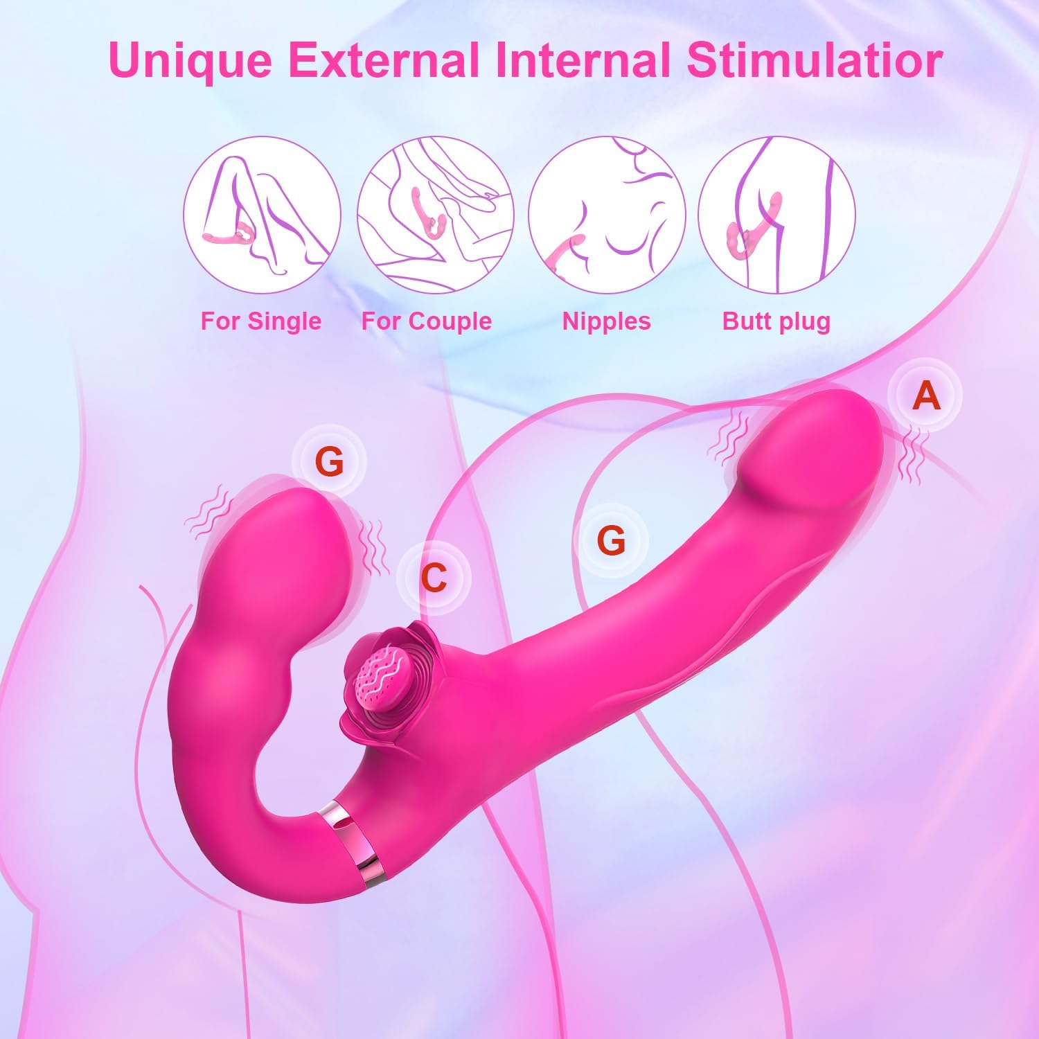 RoseDuo Strapless Vibrating Double Dildo