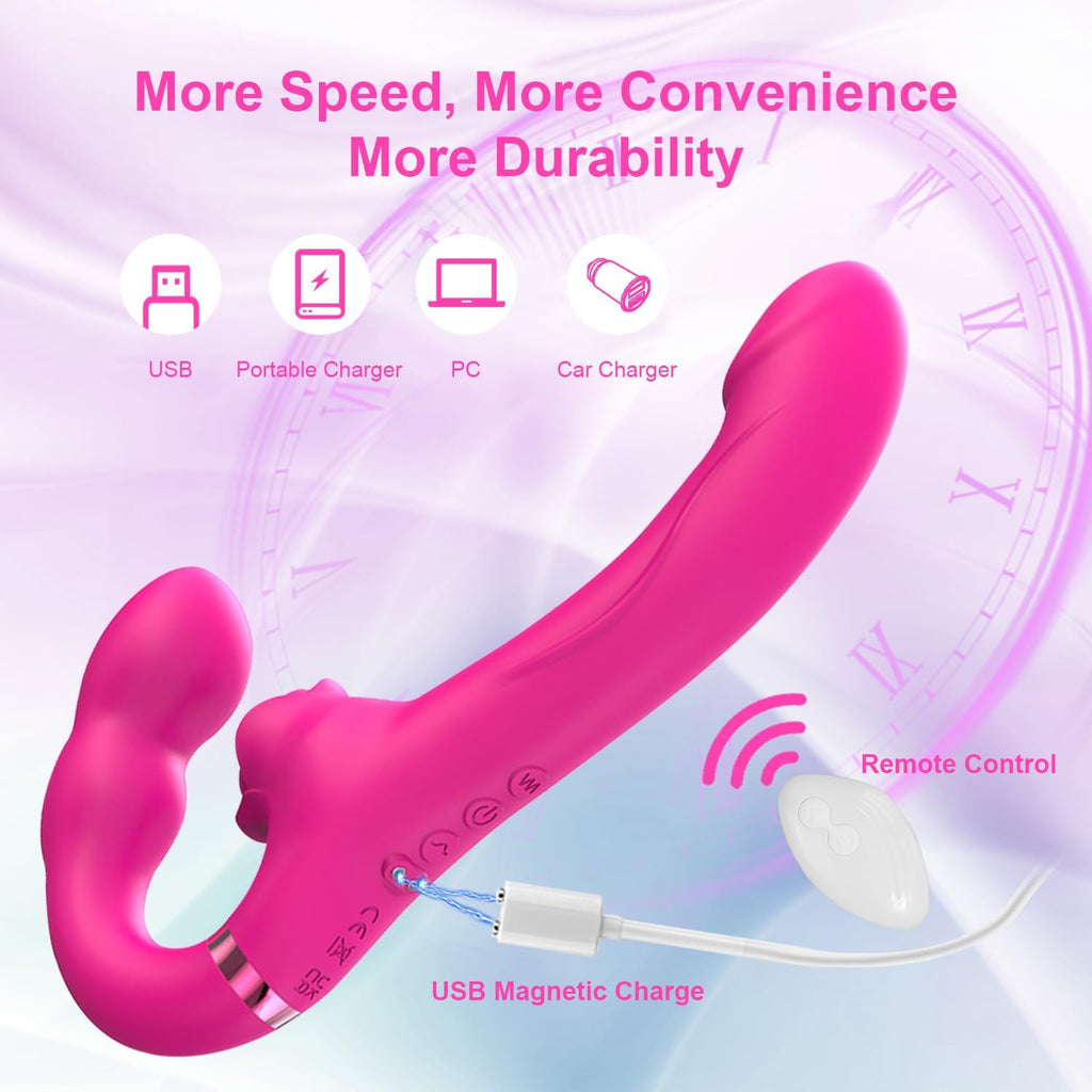 RoseDuo Strapless Vibrating Double Dildo