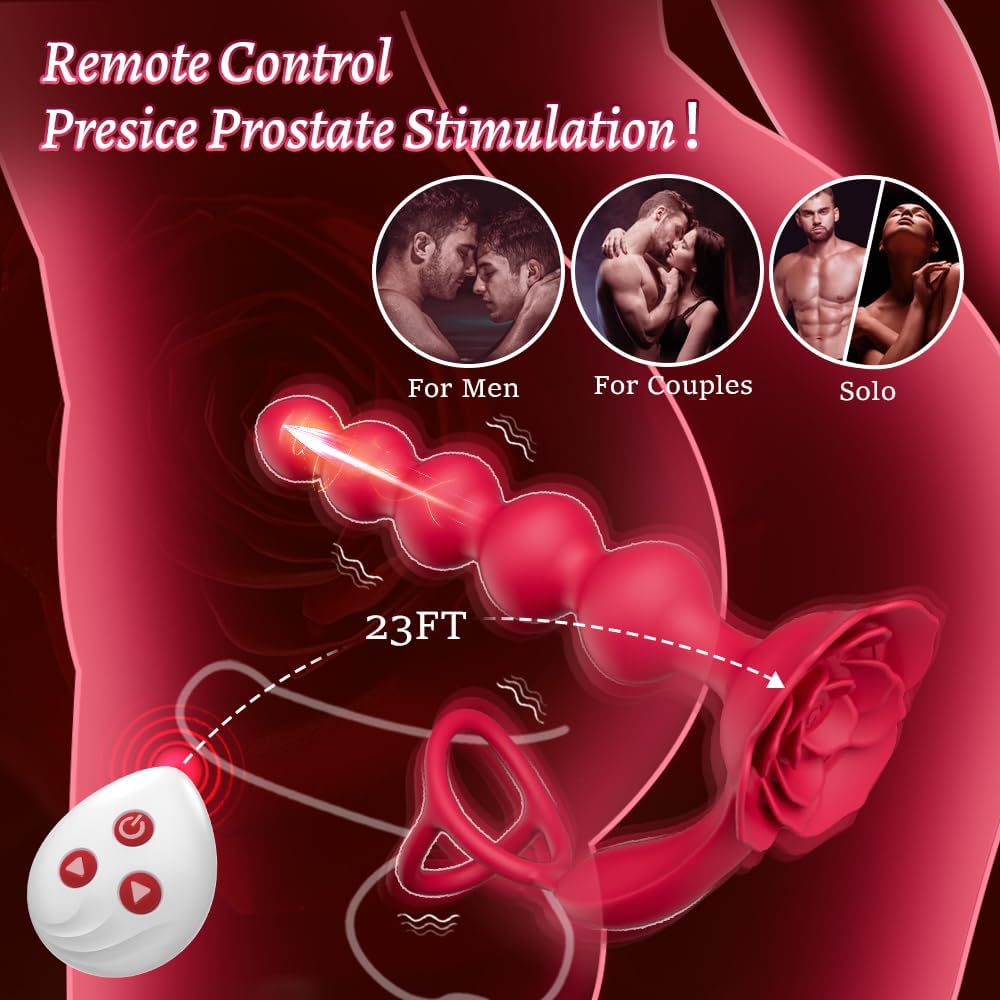 RoseLock 3-in-1 Anal Vibrator with Dual Ring & Remote