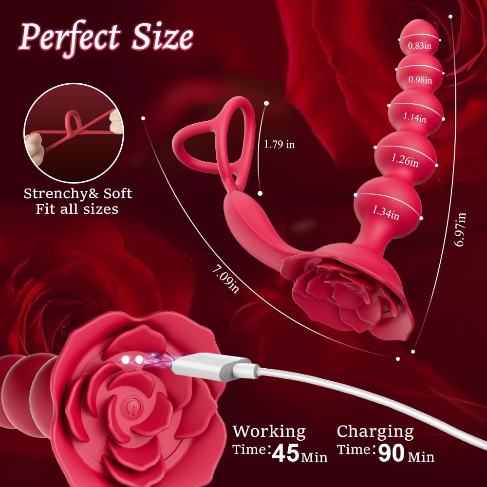 RoseLock 3-in-1 Anal Vibrator with Dual Ring & Remote