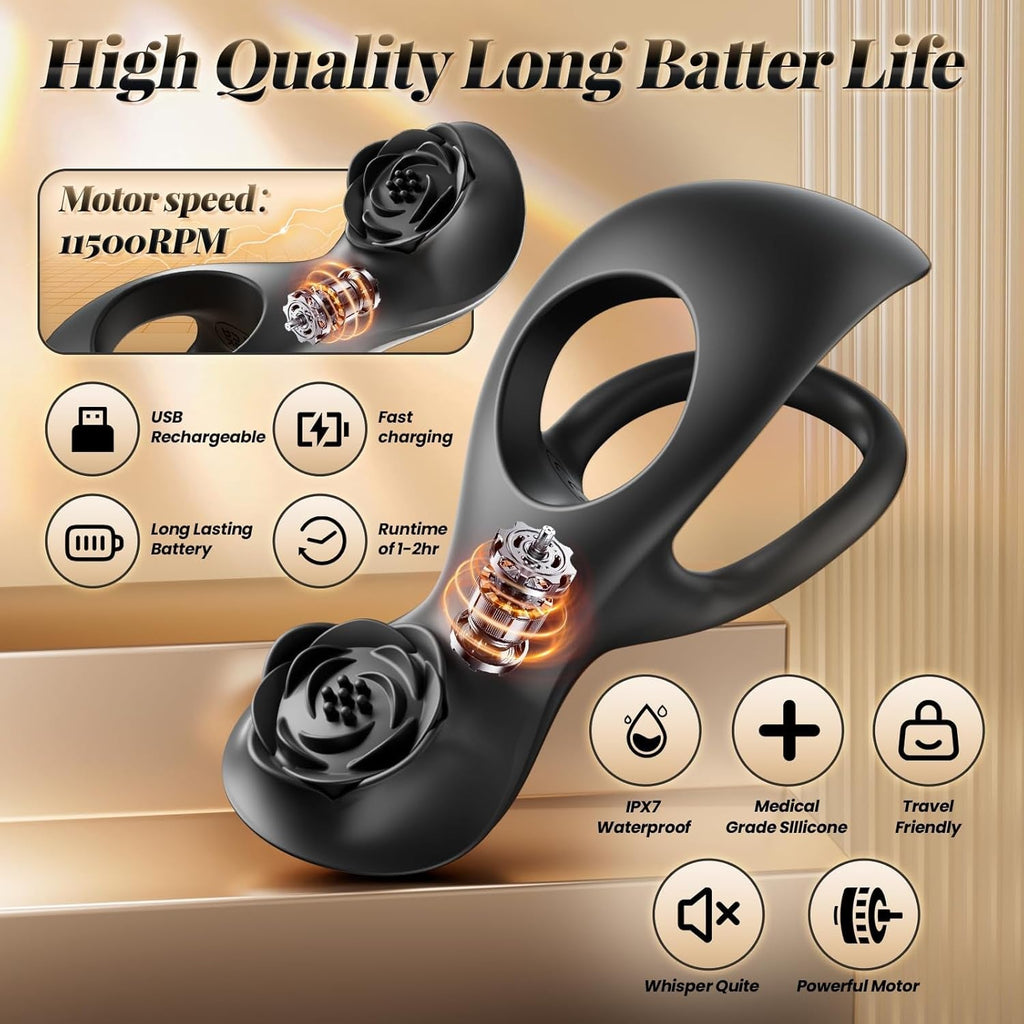 RoseRing Cock & Testicle Ring with Clit Stimulator