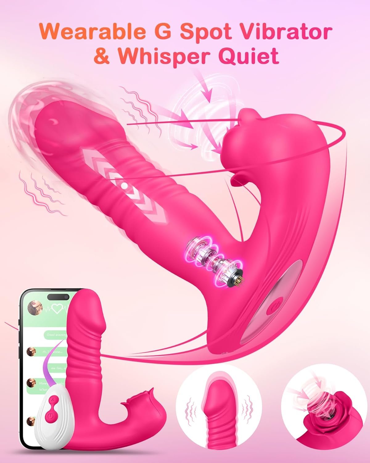 RoseThrustV 3-in-1 Wearable Thrusting Clit Sucker