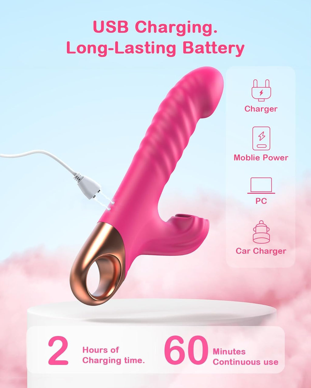 RoseThrustVII Thrusting Rabbit G-Spot Vibrator with Suction
