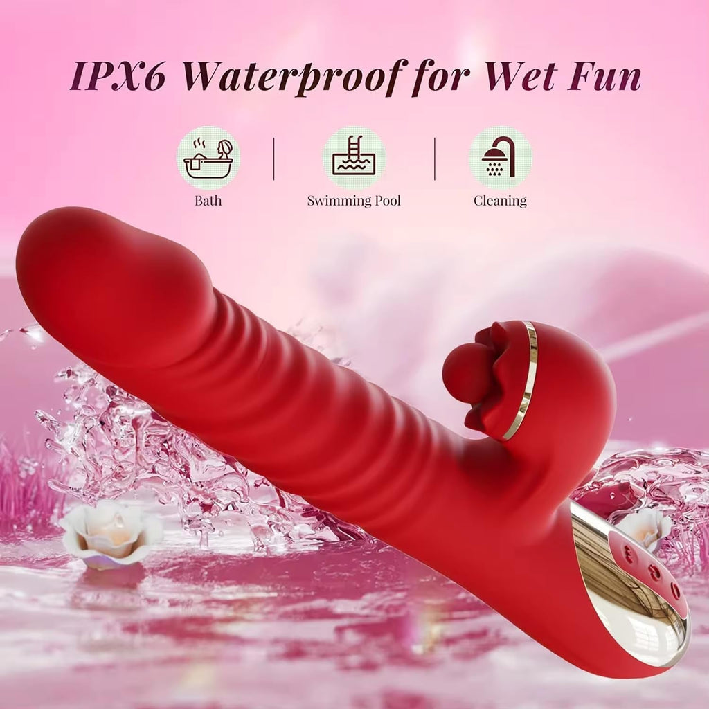RushMotion 9.8” Thrusting Rabbit Vibrator Dildo