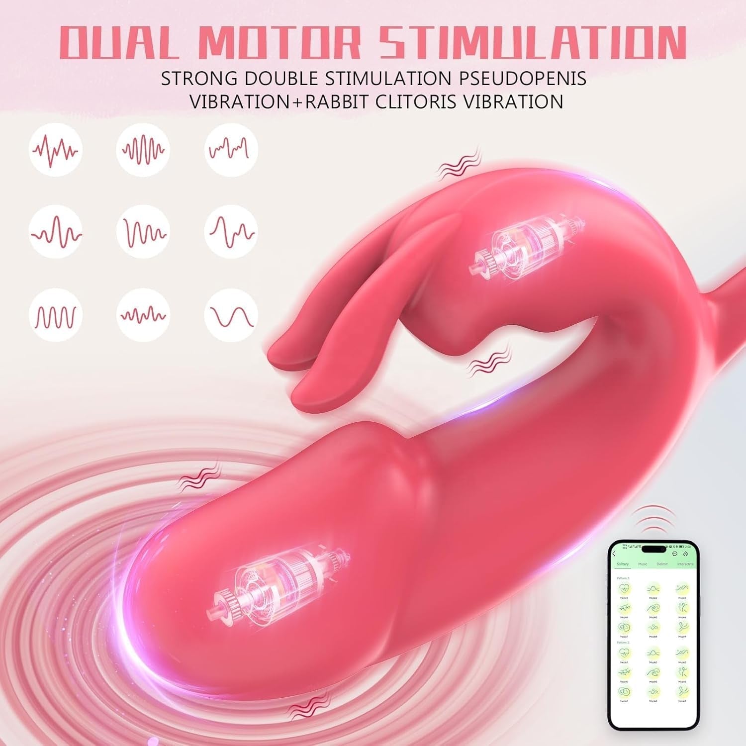 ScarletDuo Dual-Use Rabbit Vibrator, 20 Patterns