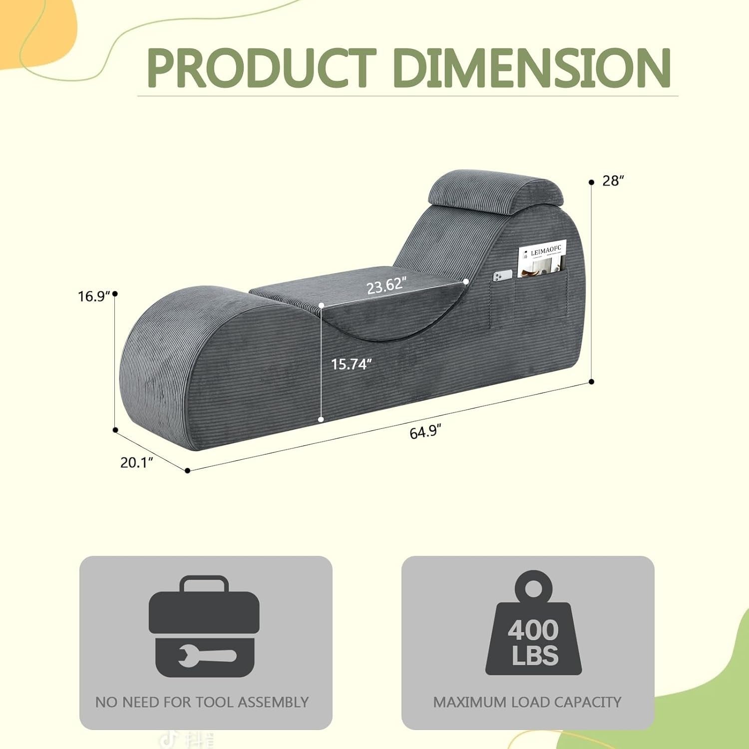 ShadowVice Dark Gray Sex Chaise Lounge Chair