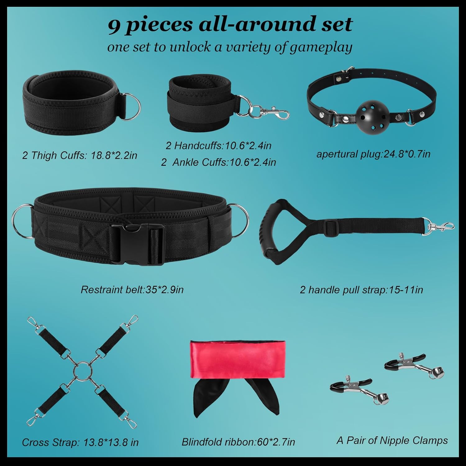 SinGrip 9-Piece BDSM Restraints Set