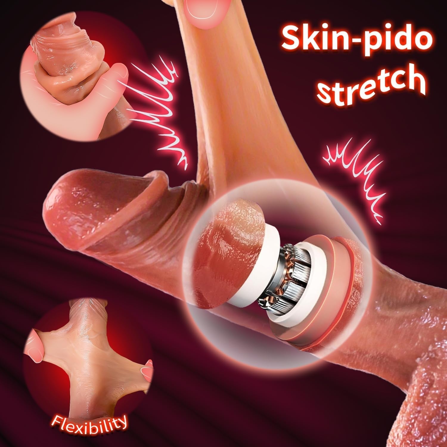 SkinSync AI Sync App-Controlled Thrusting Foreskin Dildo
