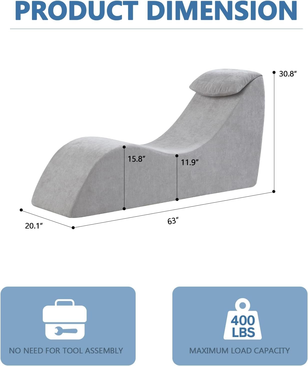 SlateVice Premium Gray Sex Chaise Lounge Chair