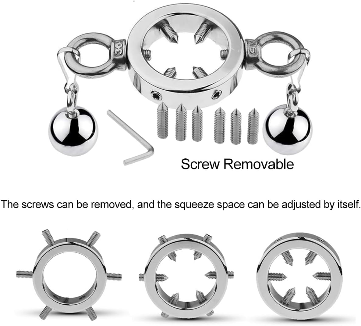 SteelVise Adjustable Stainless Steel CBT Ball Stretcher