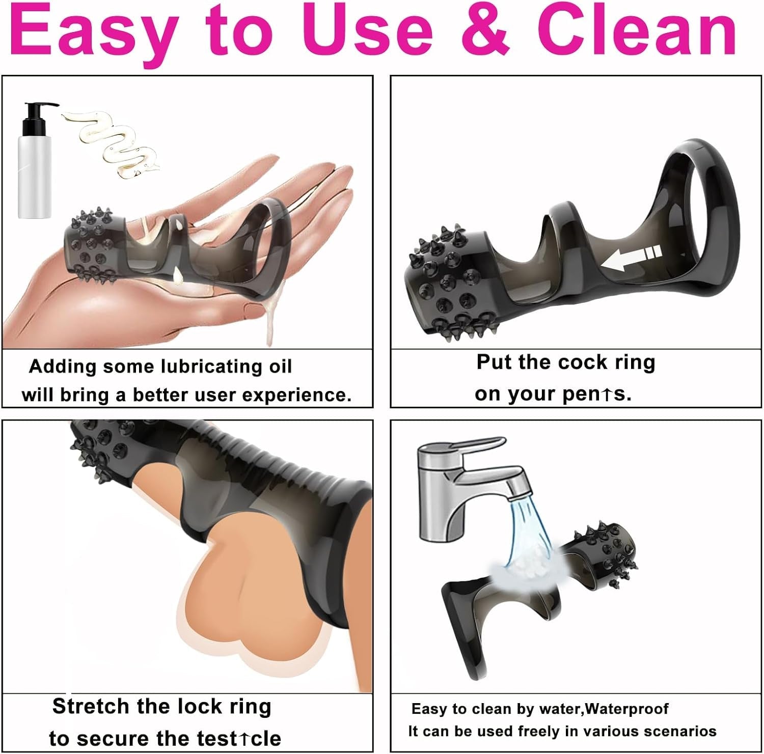 StimLock 4-Piece Silicone Penis Ring Sleeve Set