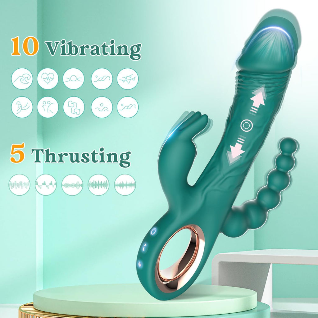 SuperX Thrusting Rabbit Vibrator with Anal Beads