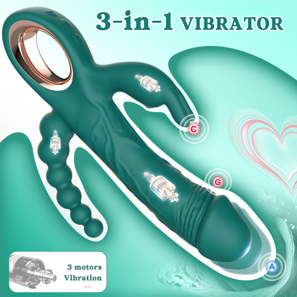 SuperX Thrusting Rabbit Vibrator with Anal Beads