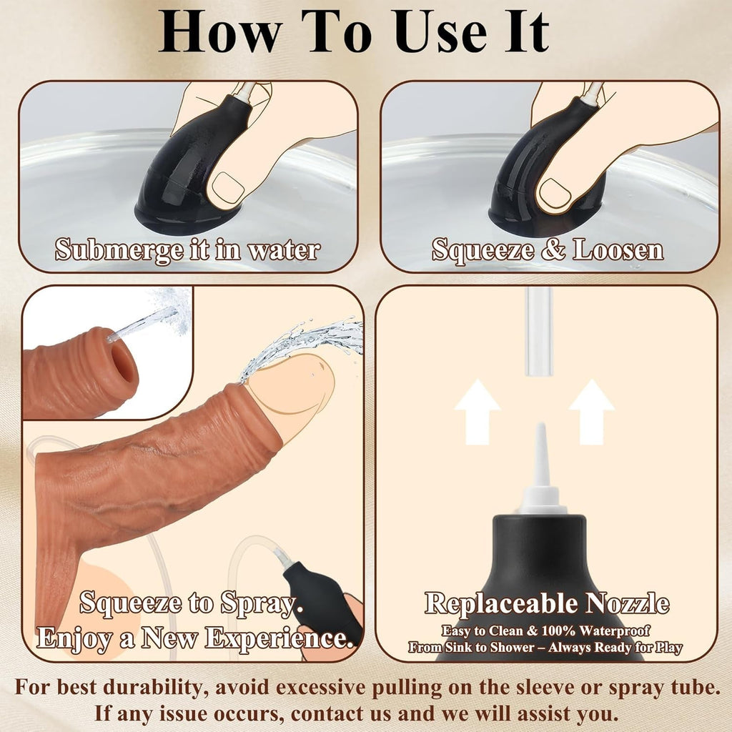 SurgeFlex Realistic Squirting Penis Sleeve - L