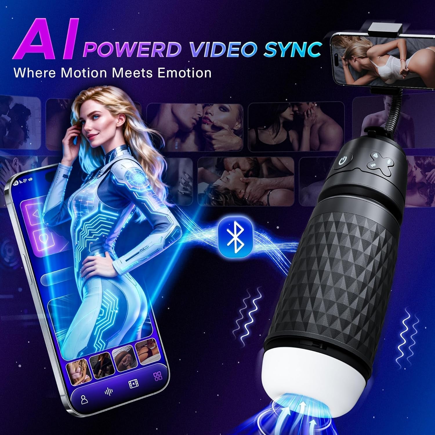 SyncForce AI Pulse Suction Stroker