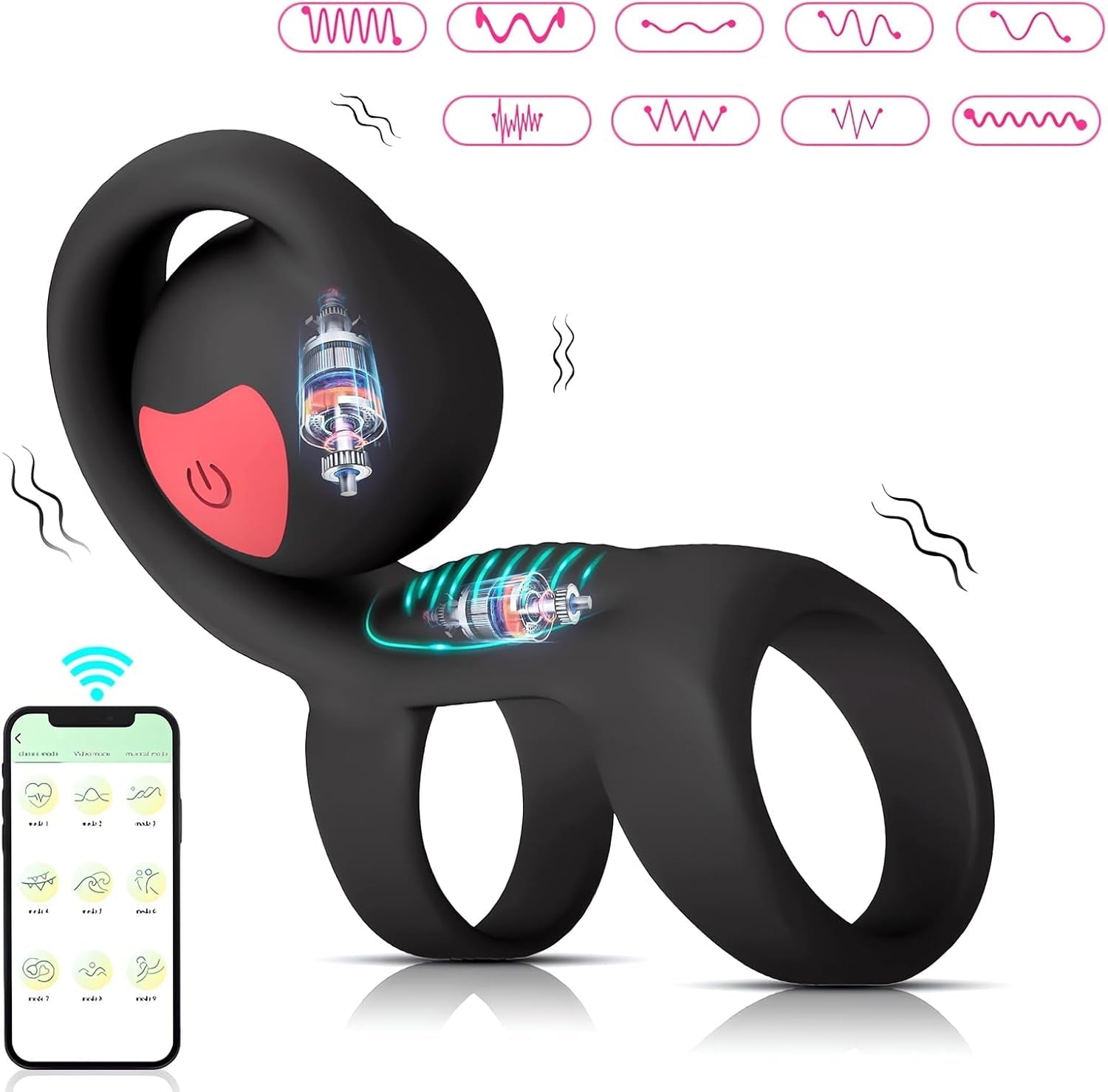 SyncSpark App-Controlled Vibrating Cock Ring Clit Stimulator