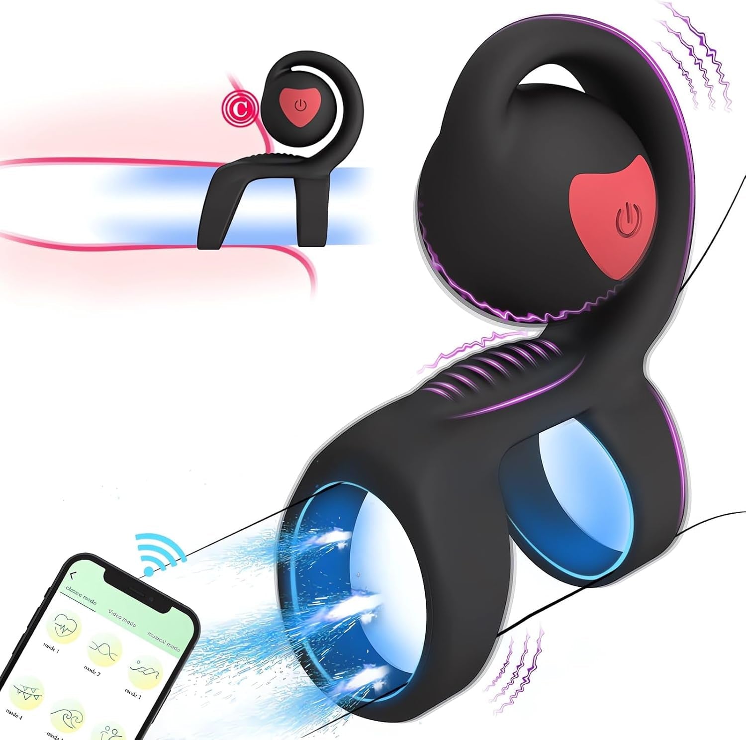 SyncSpark App-Controlled Vibrating Cock Ring Clit Stimulator