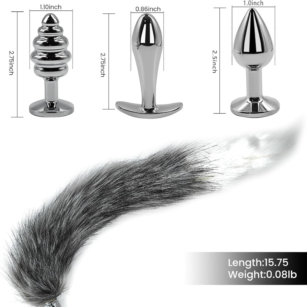 TailTease Fox Plug Set with 3 Metal Plugs