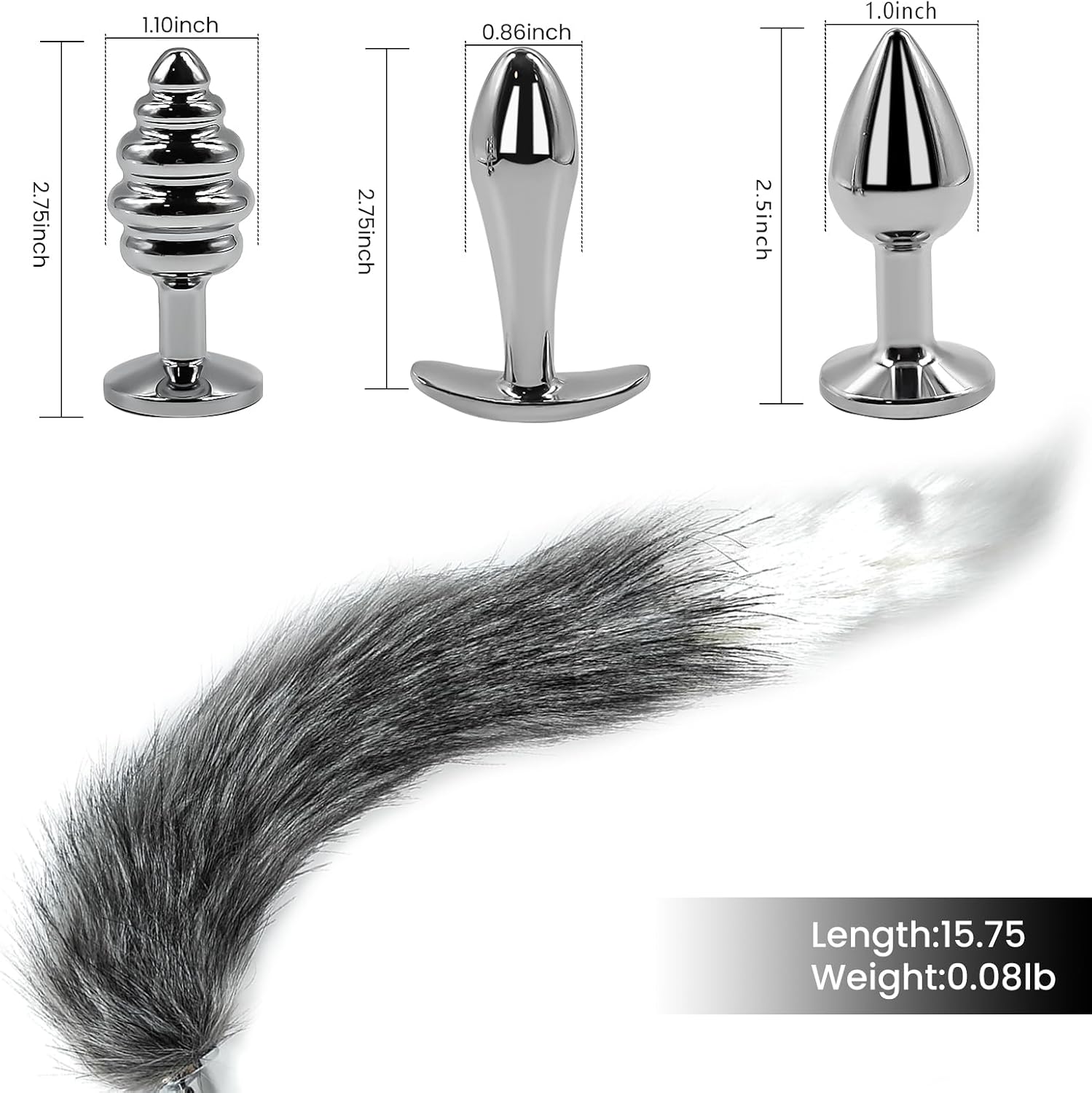 TailTease Fox Plug Set with 3 Metal Plugs