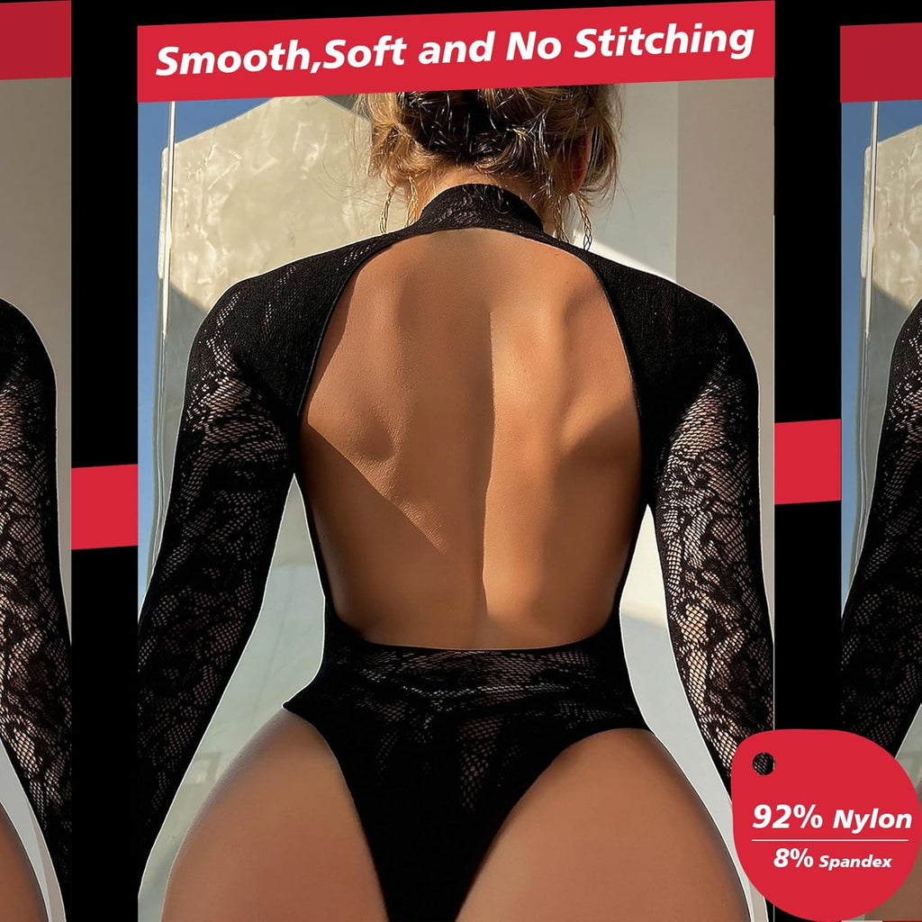 TemptNet Stretch Fishnet Teddy Bodysuit