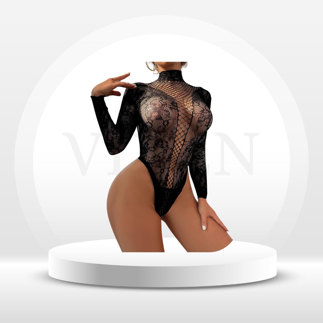 TemptNet Stretch Fishnet Teddy Bodysuit