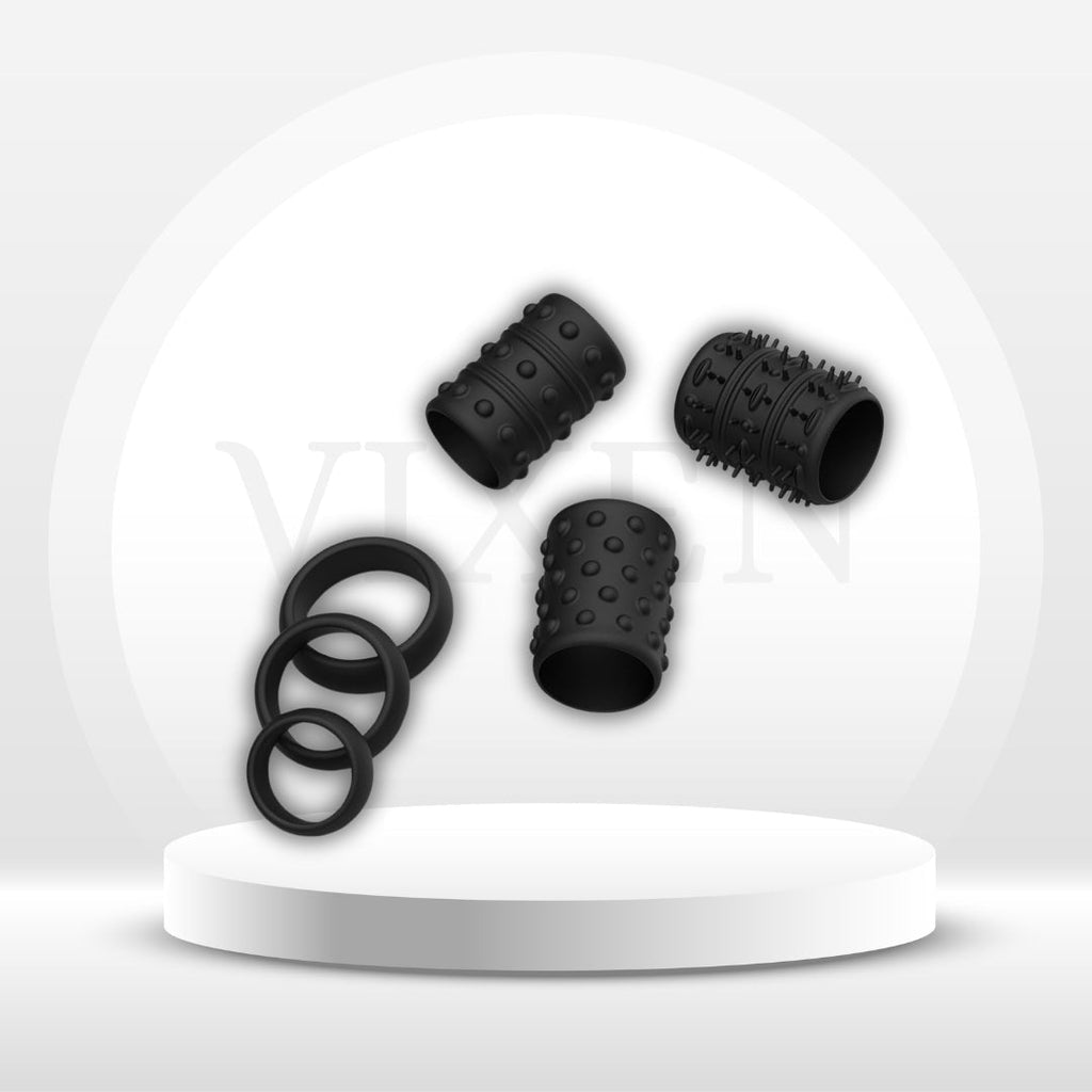 TextureLock 6-Piece Silicone Cock Ring Sleeve Set