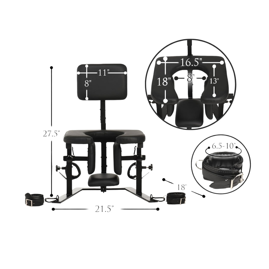 ThroneX BDSM Bondage Chair with Cuffs & 5 Tie Points