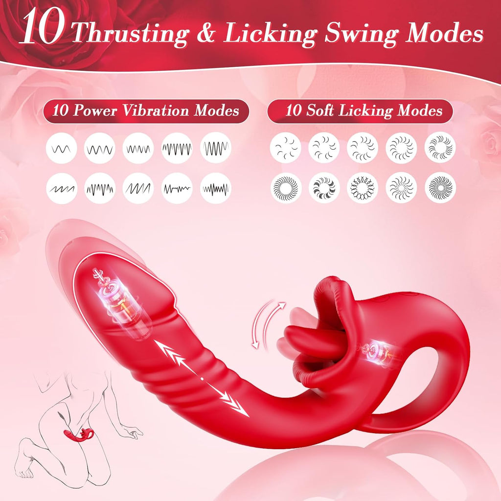 ThronyX Dual-Action Rose Thrusting & Licking Vibrator