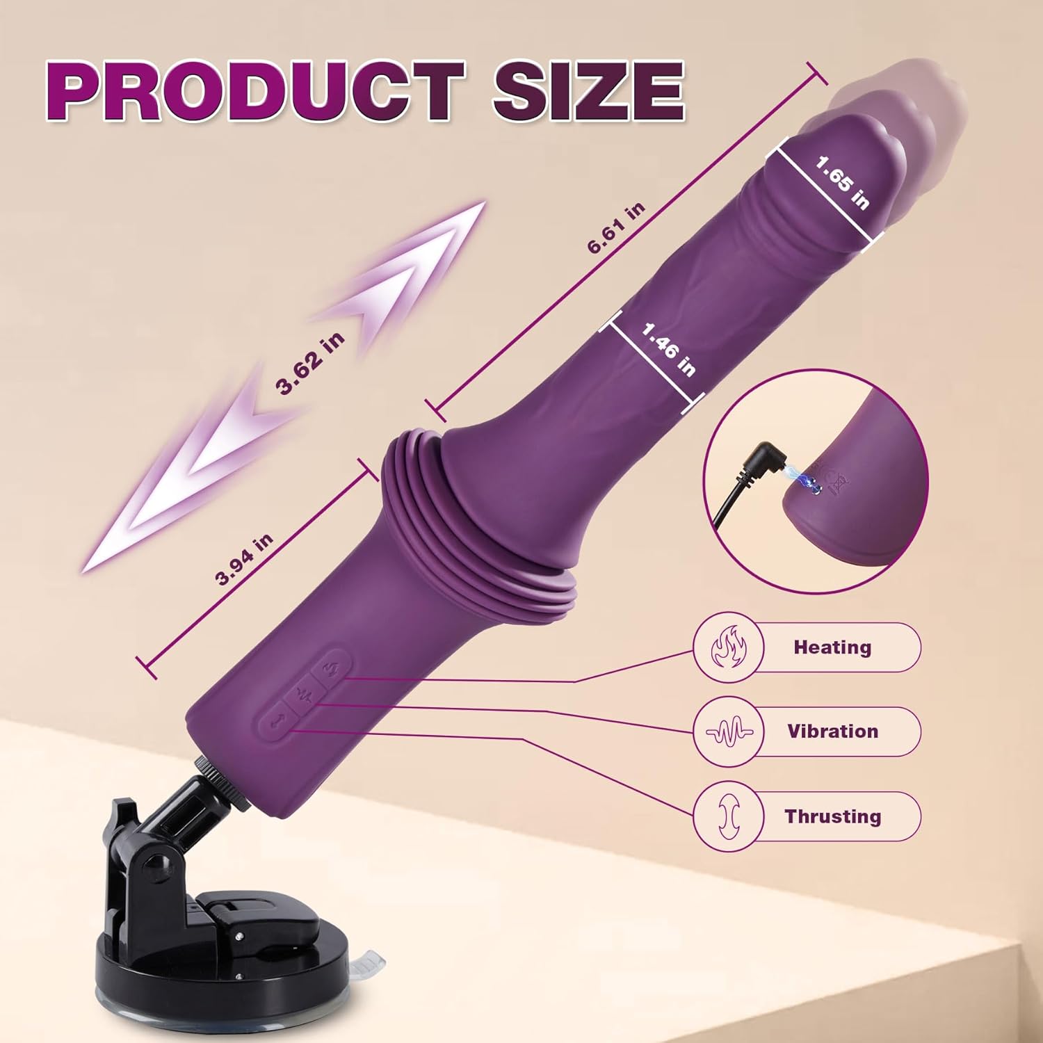 ThrustDeep Heated Dildo Sex Machine