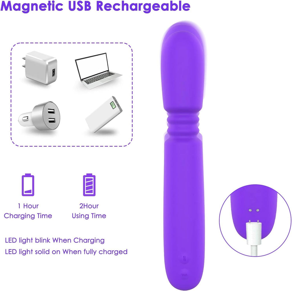ThrusterLuxe Thrusting Dildo Vibrator Wand, 10 Modes