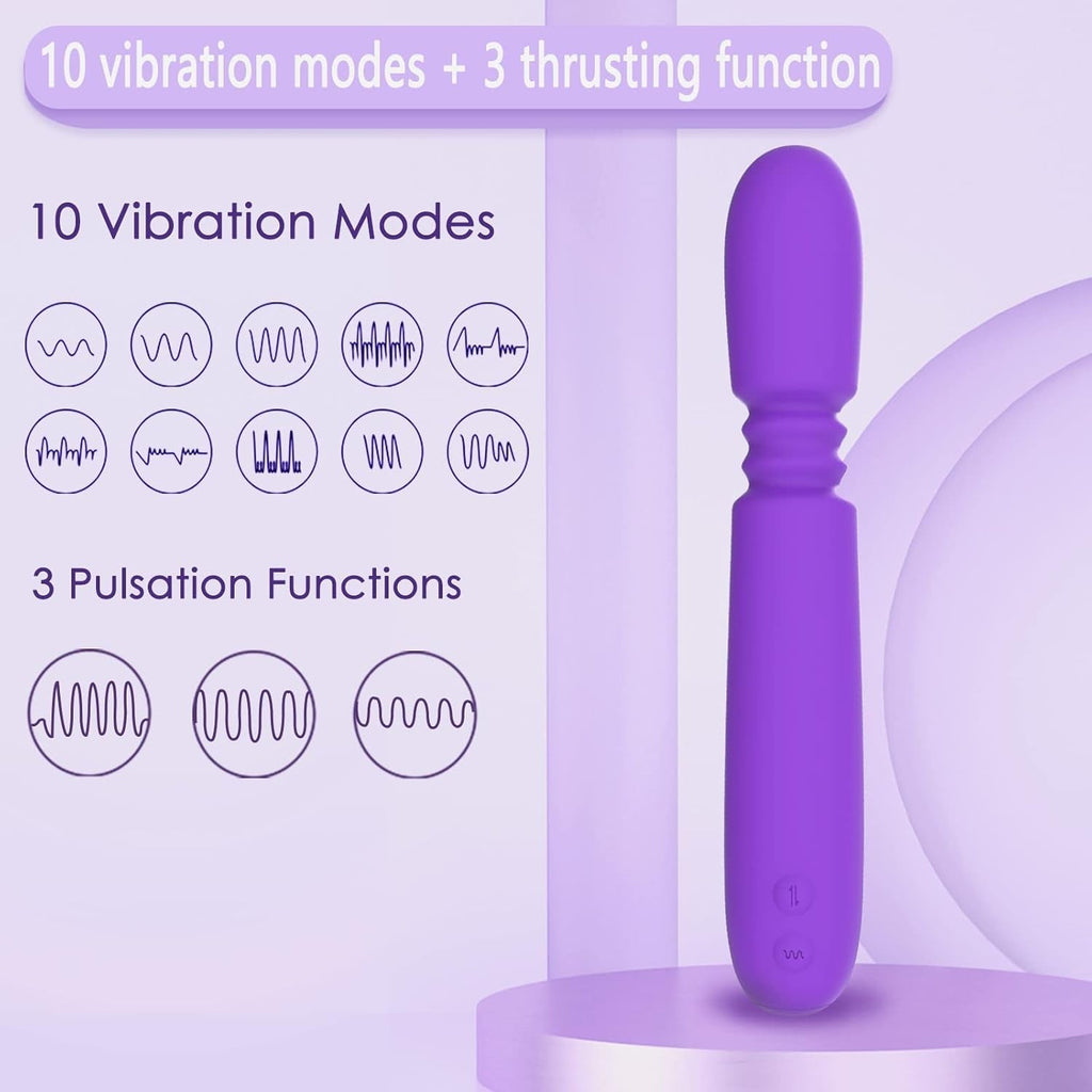 ThrusterLuxe Thrusting Dildo Vibrator Wand, 10 Modes