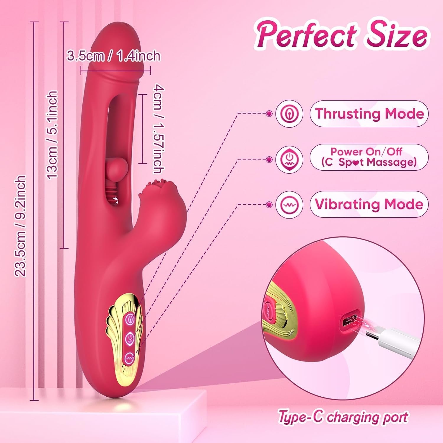 ThrustRose Internal Vibrating Glans Dildo Vibrator
