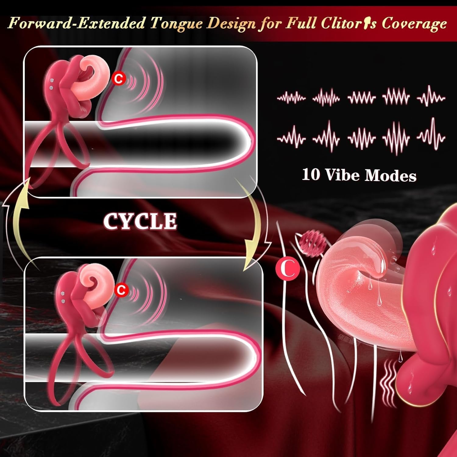 TongueLock Curled Tongue Clit Stimulator Cock Ring