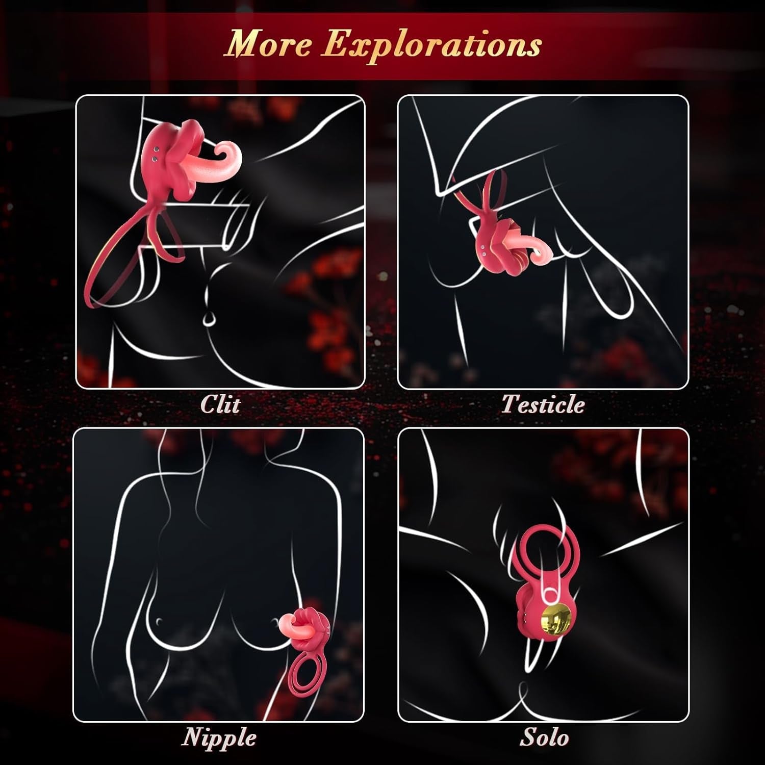 TongueLock Curled Tongue Clit Stimulator Cock Ring