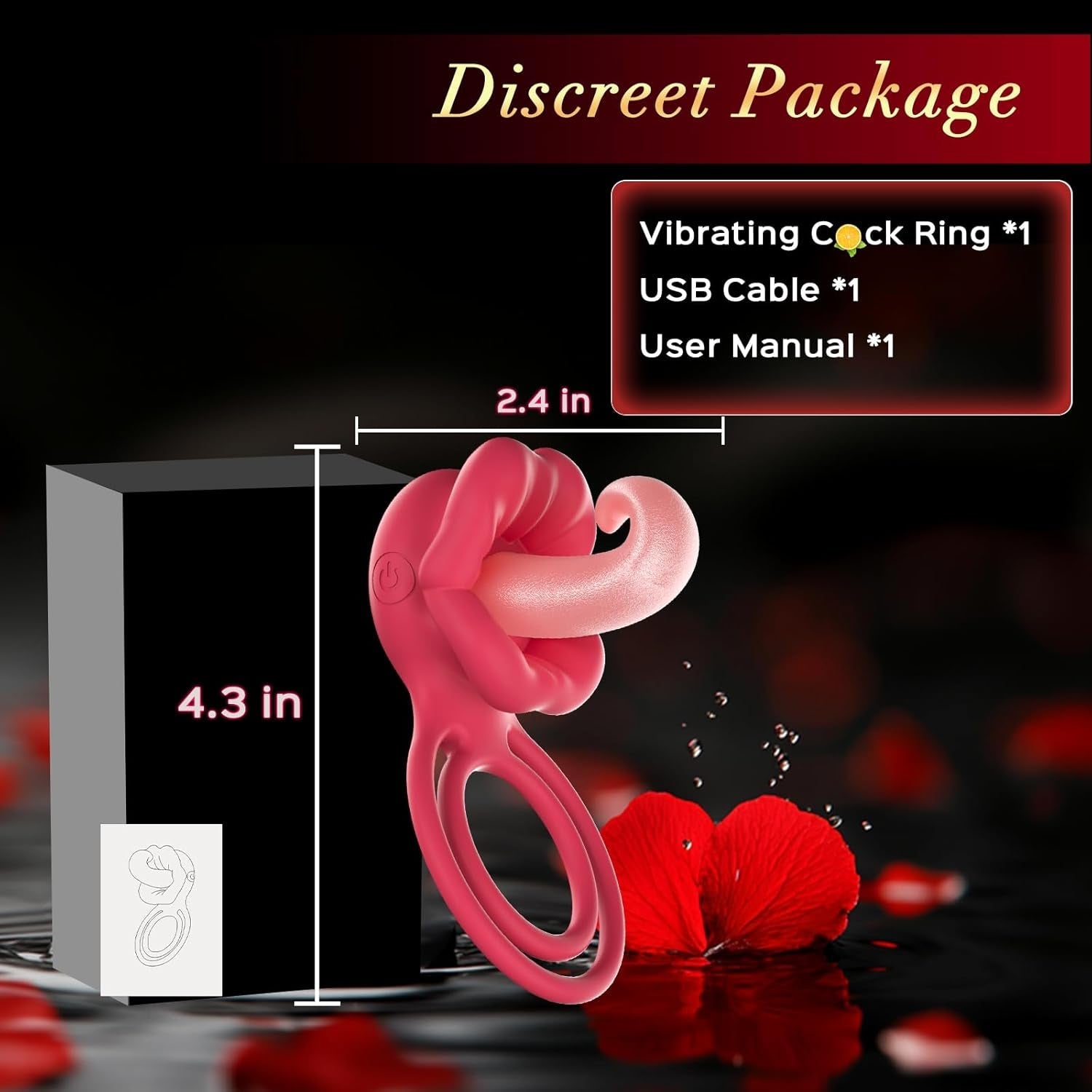 TongueLock Curled Tongue Clit Stimulator Cock Ring