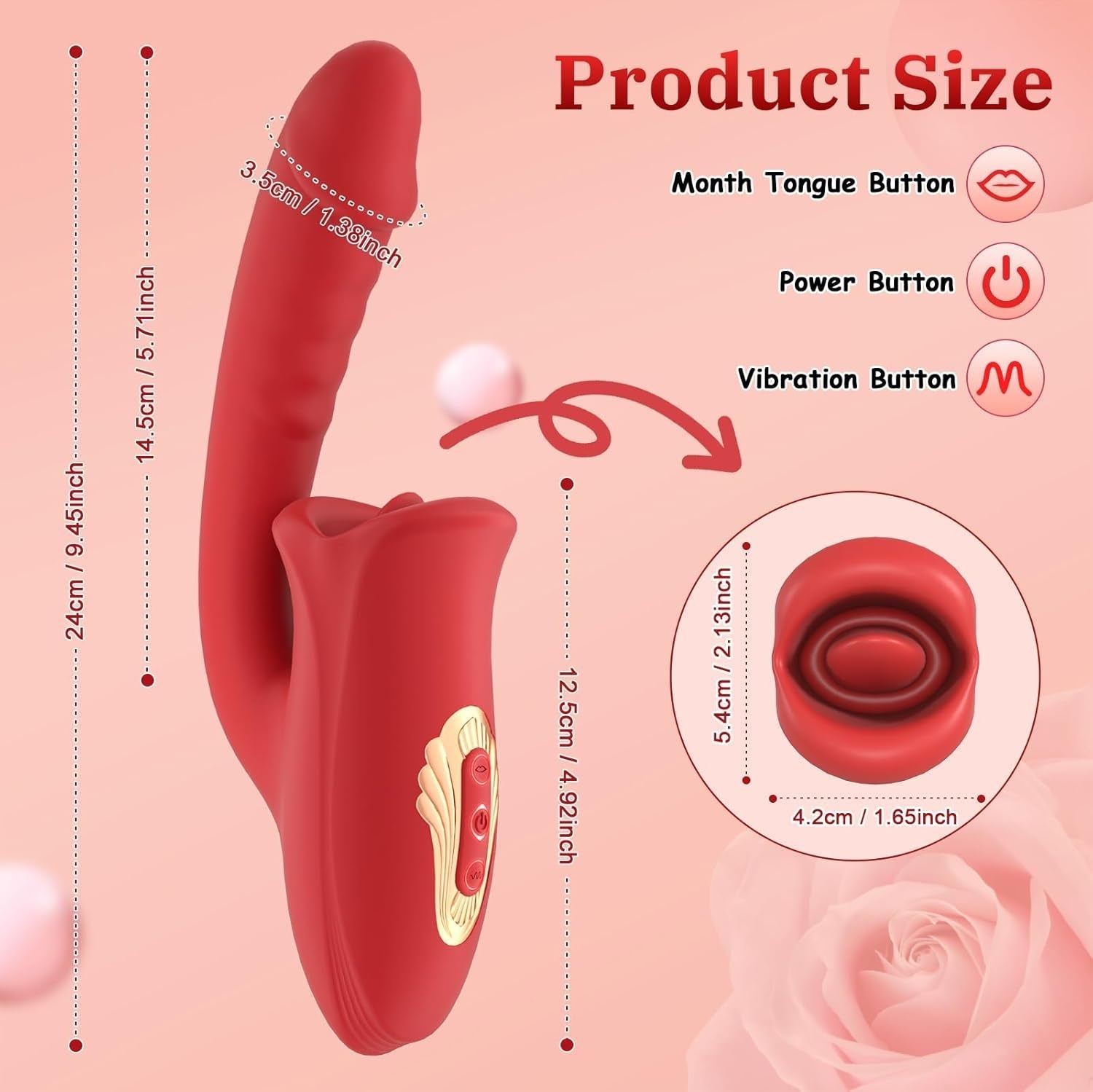 TongueRidge 3-in-1 Rose G-Spot Tongue Vibrator