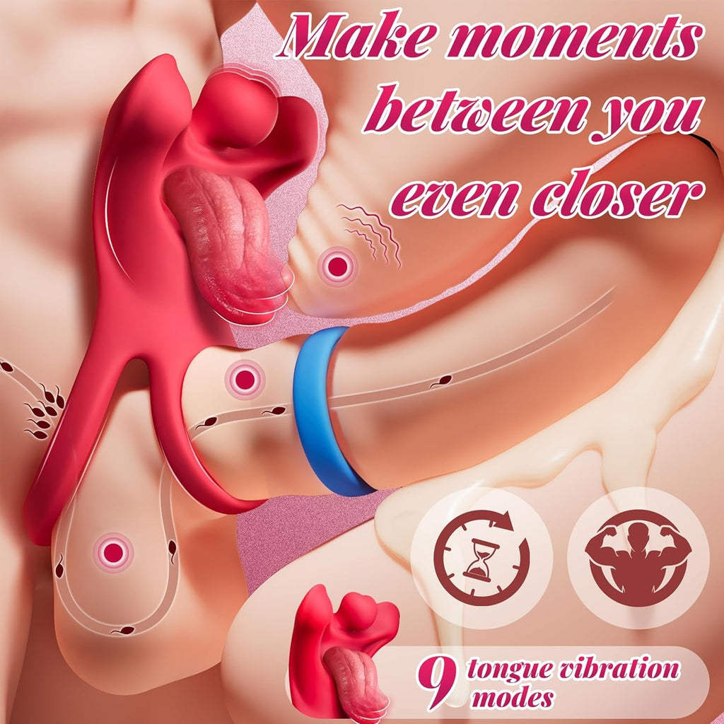 TongueTease Cock Ring with Tongue-Shaped Clit Vibrator