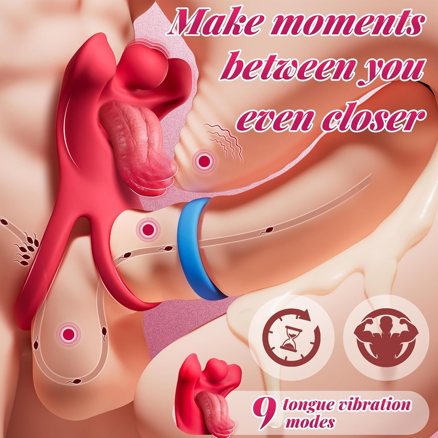 TongueTease Cock Ring with Tongue-Shaped Clit Vibrator