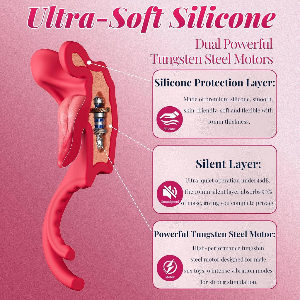 TongueTease Cock Ring with Tongue-Shaped Clit Vibrator