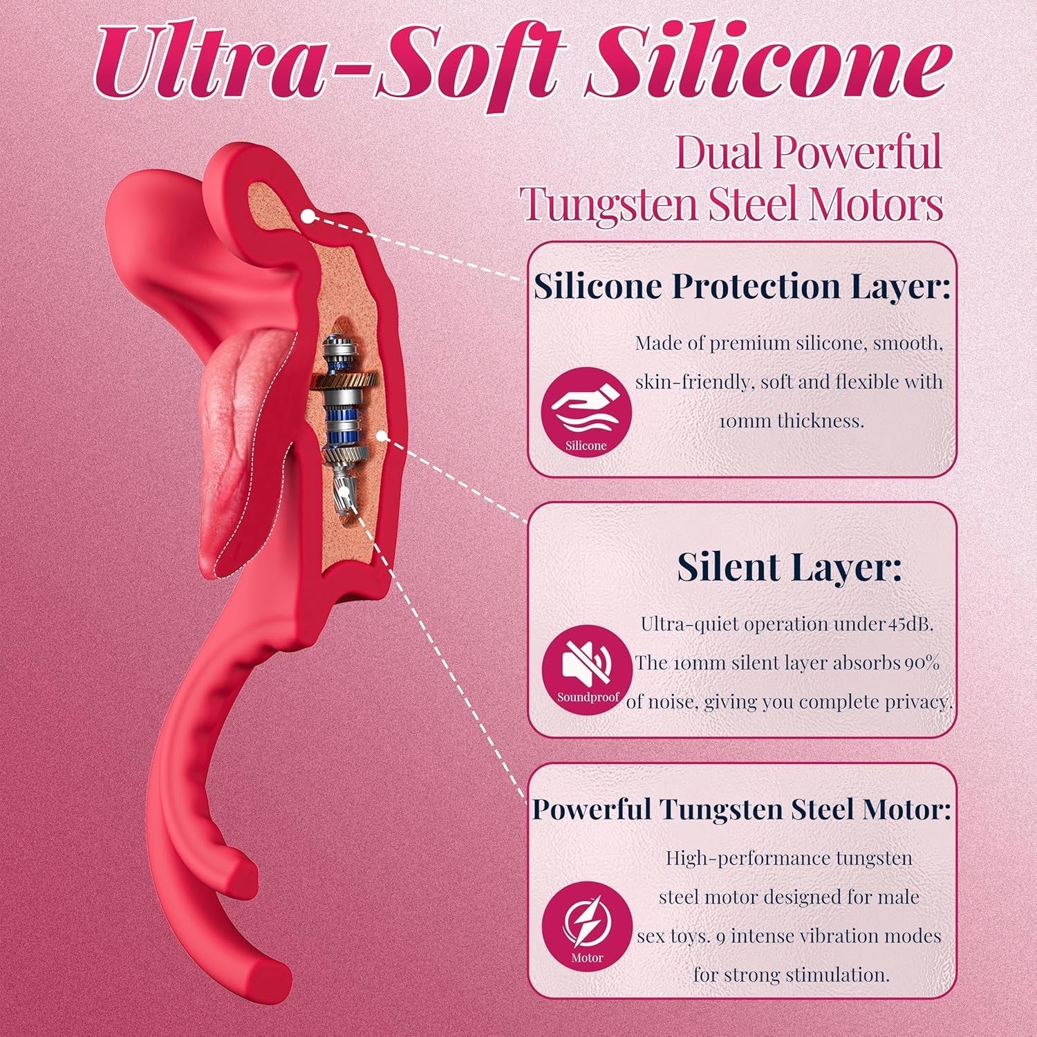 TongueTease Cock Ring with Tongue-Shaped Clit Vibrator