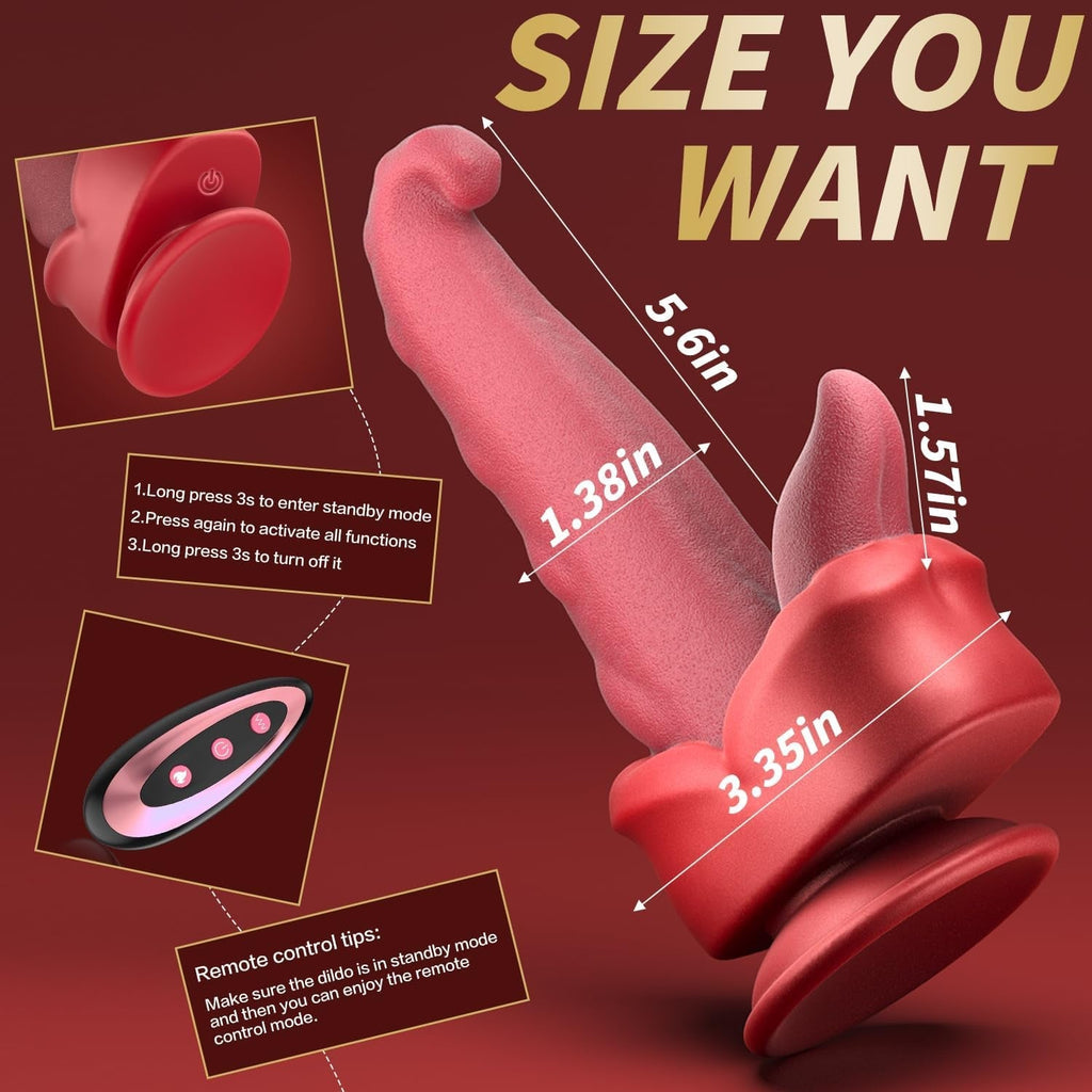 TongueThrust Multi-Stimulation Thrusting Dildo Vibrator