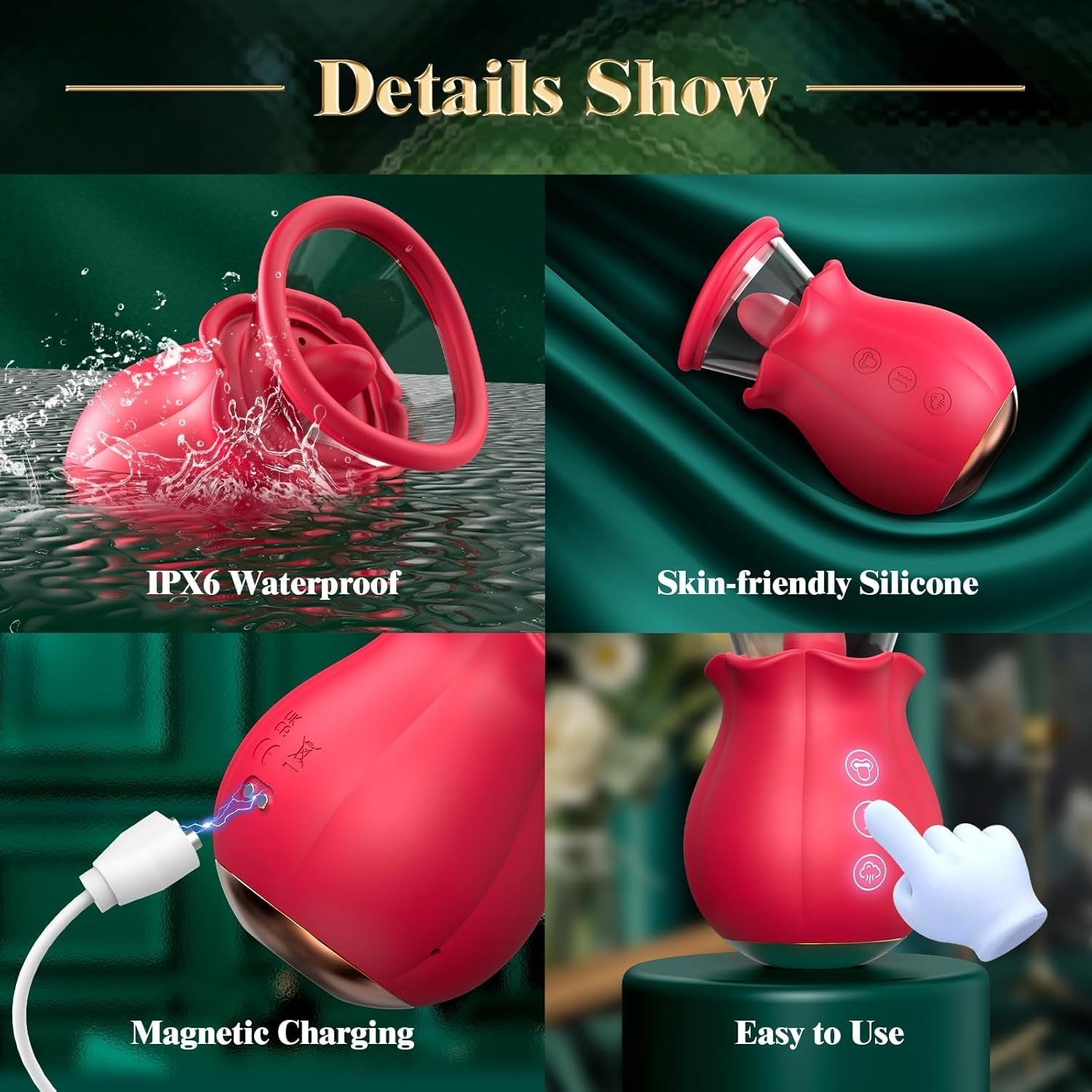 TripletBloom 3-in-1 Rose Sucking Vibrator