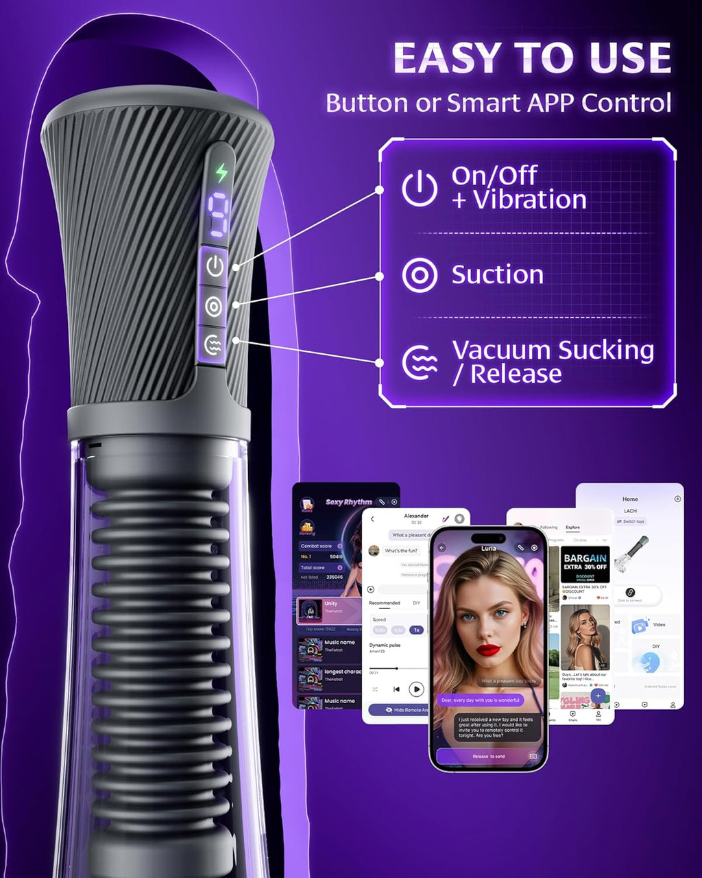TriSync 3-in-1 AI App-Controlled Male Masturbator
