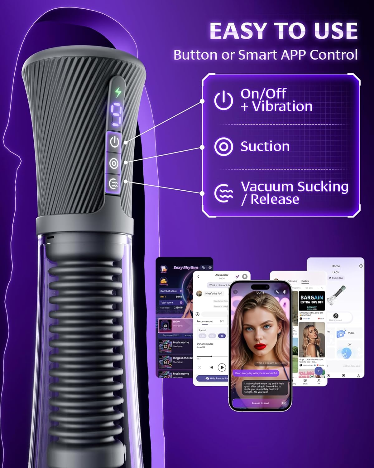 TriSync 3-in-1 AI App-Controlled Male Masturbator