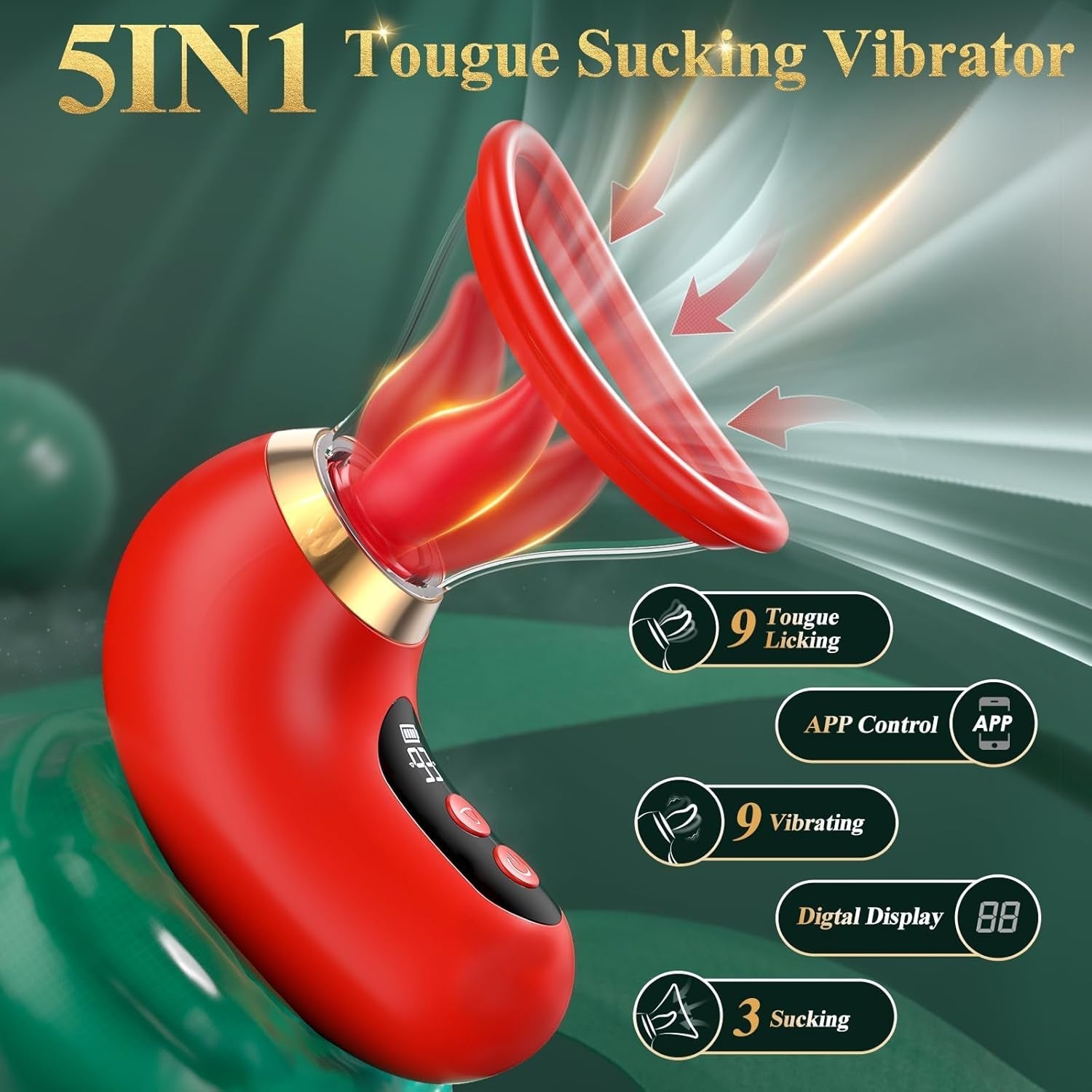 VelvetBloom 5-in-1 Pleasure Rose Sucking Vibrator