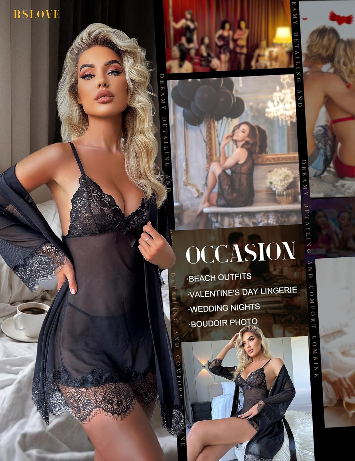VelvetFlame 3-Piece Babydoll & Robe Set