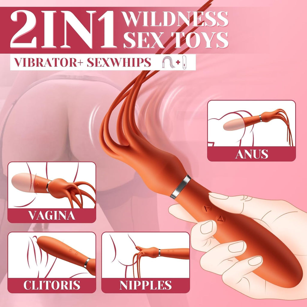 VelvetFlicker Vibrating BDSM Sex Whip & Wand
